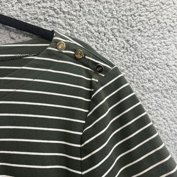 Lauren Ralph Lauren Black Label Dress Womens 12 Green Striped Knee Length Knit - Picture 2 of 11